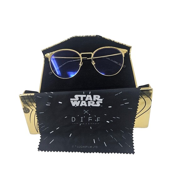 DIFF Eyewear x Star Wars Glasses C-3PO Gold Frames Only + Case & Cleaning Cloth - Picture 2 of 7